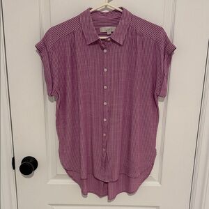 LOFT Purple Striped Button-Up Blouse shirt - size small